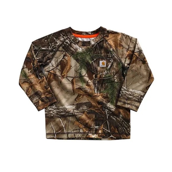 Carhartt Youth Realtree Xtra Camo Long Sleeve Force  Brown and Green - Picture 1 of 10